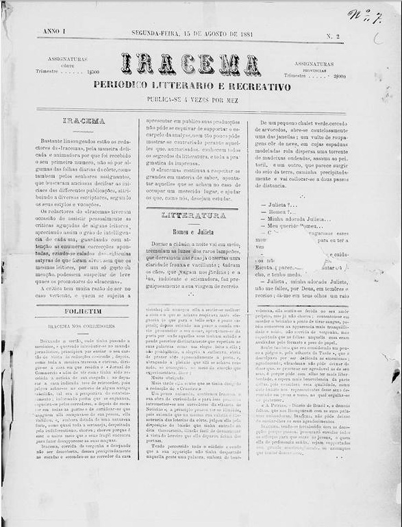 Iracema: periodico litterario e recreativo